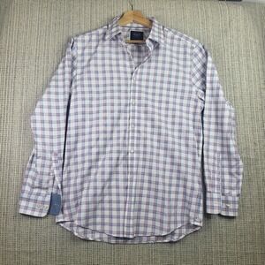Charles Tyrwhitt Shirt Mens Medium White Blue Red Check Extra Slim Fit Dress